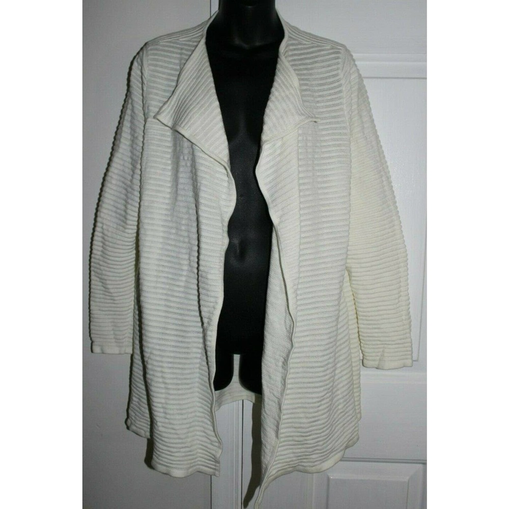 Talbots Woman 1x Ivory Ribbed Cardigan Sweater